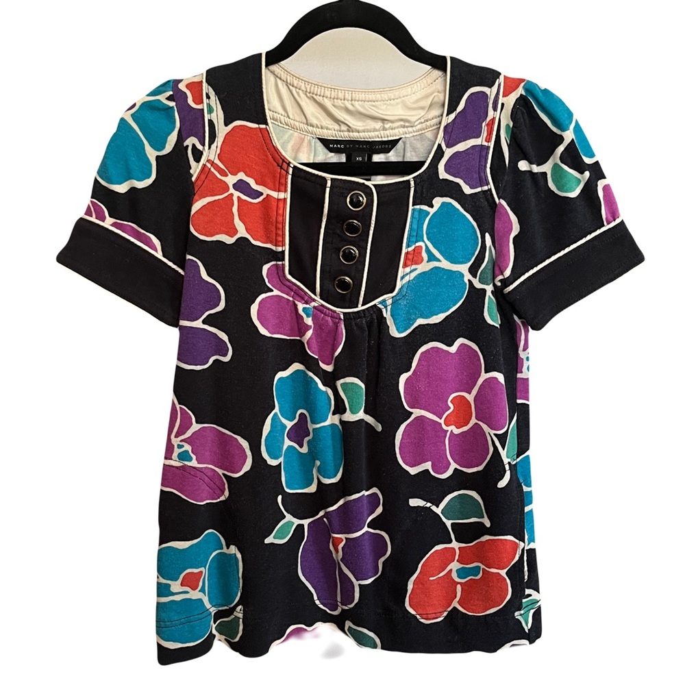 Marc by Marc Jacobs Vintage Flower Polo with Silk Pockets